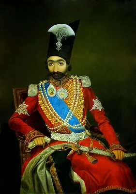 Oil Painting Handpainted On Canvas  Shah Qajar (1831–1896) Persian King  • $175