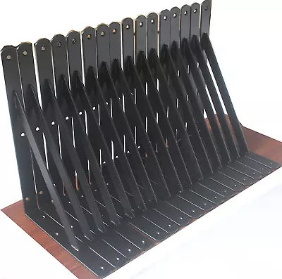 12 Pack L12  X H 8  Black Heavy Duty Shelf Brackets With Screws Metal Shelf Brac • $38.56