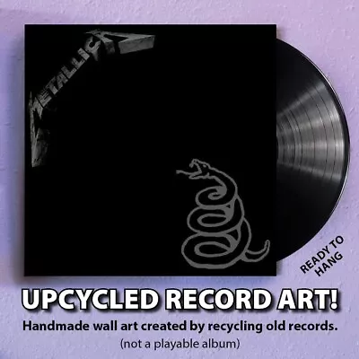 Metallica Black Album Vinyl Record Upcycled Wall Art Picture Display FAST SHIP • $25