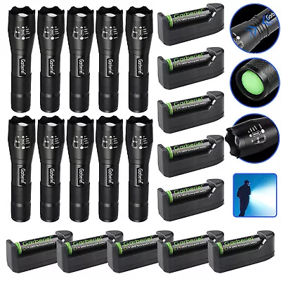 990000LM LED Flashlight Super Bright Tactical Torch Zoom W/ Rechargeable Battery • $16.98