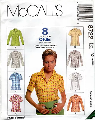  Misses' Shirts  ©1997 McCall's Sewing Pattern 8722 UNCUT Factory Folded Pick Sz • $8.88
