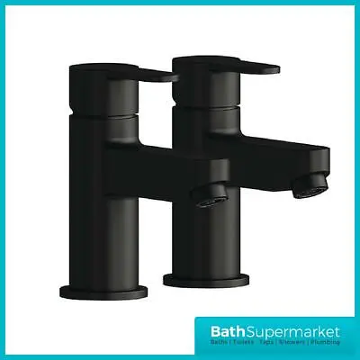 £52 • Buy Black Basin & Bath Pillar Taps Pair Sink Bath 