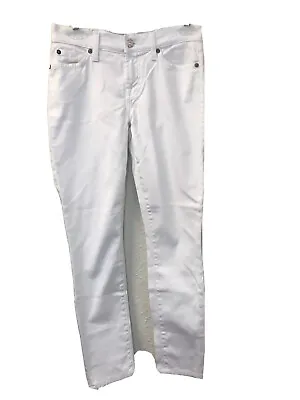$16.15 • Buy 7 For All Mankind Gwenevere White Denim Skinny Jeans Size 25 ZIP Pockets Stretch