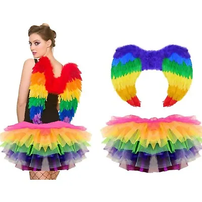 Rainbow Parrot Tutu Costume Feather Fancy Dress Outfit Bird Fairy Party NEW UK • £7.54