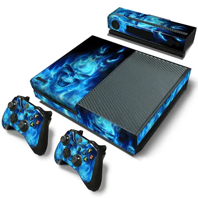 Blue Skull Fire Vinyl Decal Skin Sticker For X Box ONE Console &Controllers • $8.48