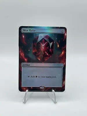 Mox Ruby - Power Nine - Foil Custom Sticker On MTG Bulk Card. • $4.99