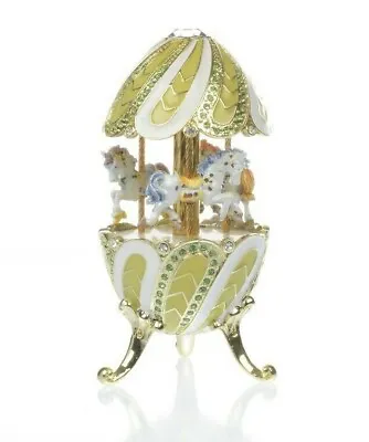 Green Easter Egg Horse Carousel  By Keren Kopal Music Box With Crystal • $6.50