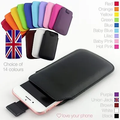 Pull Tab Slide In Flip Up Quality Phone Case Pouch Sleeve✔Apple IPhone 14 13 12 • £11.99