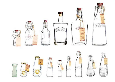 £24.99 • Buy Kilner Clip Top Glass Bottles Milk Bottles Gin Perfume Bottles Carafe Clip Top
