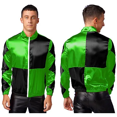 Men Halloween Costume Shiny Metallic Horse Race Jacket Derby Racer Coat Outfits • $14.42