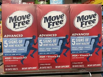 3 Pack Of Move Free Advanced Glucosamine MSM +Vitamin D3 80 Ct Exp 09/2025 New • $60