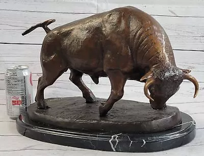 25 Lbs Charging Bull Bronze Sculpture Statue By Moigniez Hot Cast Figurine Decor • $199.50