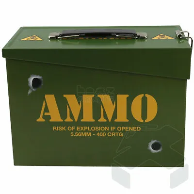 £9.50 • Buy Kids Army Ammo Tin Metal Storage Box Hinged Flip Lids Boys Soldier Toy Lunchbox