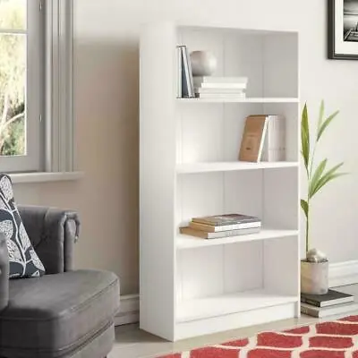 TAD | Essentials 4 Tier White Color Tall Bookcase Shelving Unit W.80cm H.150cm • £59.99