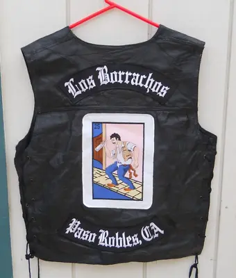 Classic   Losborrachos Paso Roblesca   Black Leather Cycle Snap Vest Sz Med • $35
