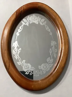Vintage  Oak With Floral Etchings Wall / Mantle / Bar Mirror • $99.99