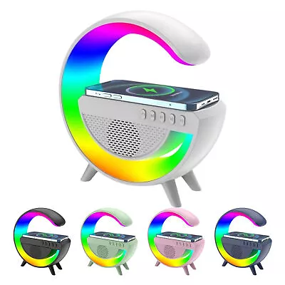 LED Atmosphere Lamp Wireless Charger Desk Lamp Bluetooth Speaker RGB Night Light • $28.69