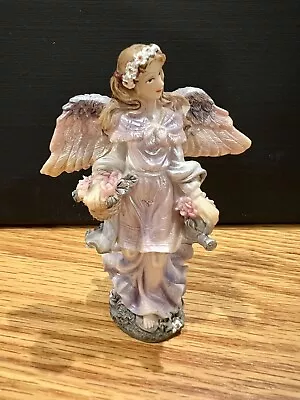 Vintage Pink Sparkle Flowing Wings Angel 5  Figurine • $12.50