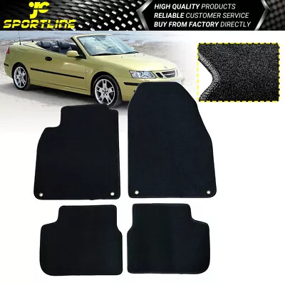 Fits 03-11 Saab 9-3 Coupe Sedan Floor Mats Carpet Front & Rear Black Nylon 4PC • $47.99