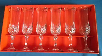 Set Of 6 Cristal D'Arques Longchamp Champagne Flute Glasses  Multiples Available • $30