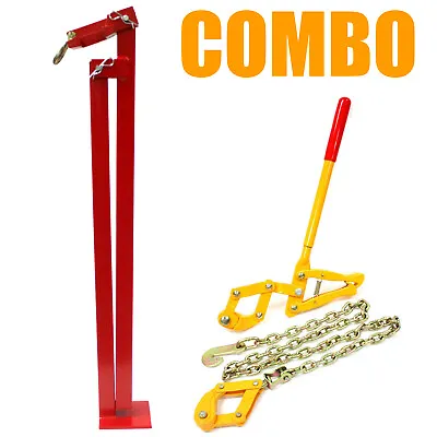 $99.99 • Buy COMBO T-post Puller Steel Studded Fence Post Remover & Chain Strainer Tensioner