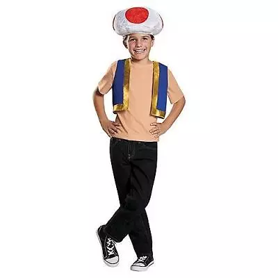 Child Super Mario Bros Official Toad Costume Kit Headpeice & Vest Dg85229ch • $21.71