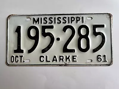 1961 Mississippi License Plate Clarke County All Original Paint • $27.99