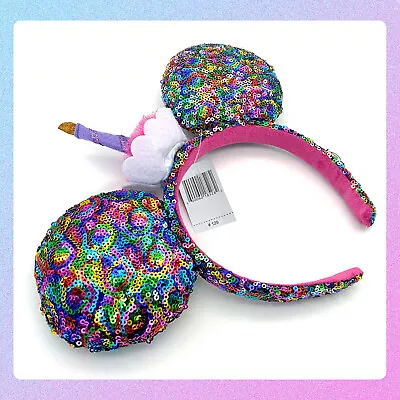 Disney-Headband Cake With Candles Sequins Minnie Mouse Ears Girls Birthday Gifts • $15.26