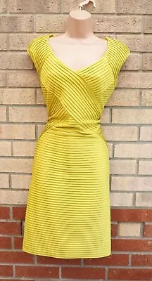 Roman Lime Green Textured Frill V Neck Curvy Bodycon Party Cocktail Dress 12 M • $31.07