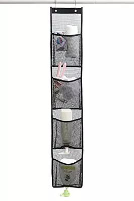 Mesh Shower Caddy Organizer Hanging Shower Curtain Pockets For Bathroom Accessor • $15.58