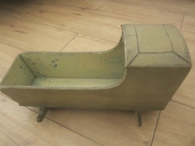 £38 • Buy Antique Folk Art/Scratch Built  Wooden Doll's Toy Crib Primitive Rocking Cradle
