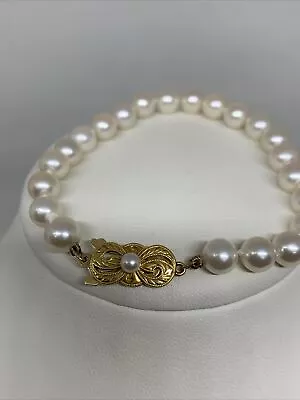 Mikimoto . Akoya 18k Yellow Gold Clasp Pearl Bracelet 6.5  • $355