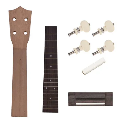 Concert Ukulele Neck With 18 Frets Fretboard 4 Pcs Tuning Pegs Nut  Saddle Kit • $39.59