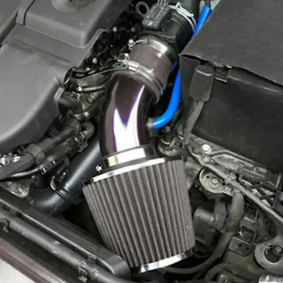 Cold Air Intake Filter Induction Kit Pipe Power Flow Hose System Car Auto Silver • $39.99