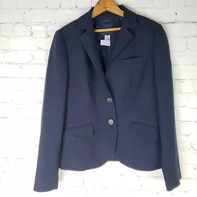 J Crew Women's Navy Blue Wool 2 Piece Suit Jacket Size 8P - Skirt Size 10 • $48.72