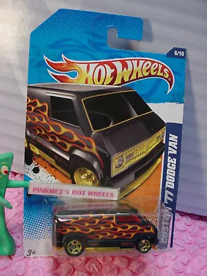 2011 I Hot Wheels CUSTOM '77 DODGE VAN #96∞black;gold 5sp🔥Heat Fleet∞ • $5.77