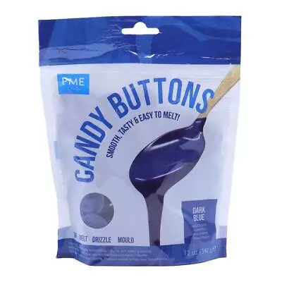 Edible Cake Decoration Icing PME Candy Buttons Dark Blue 340G 12Oz Sugarcraft • £6.79