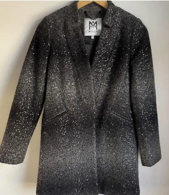 Milly Evening Coat Blazer Jacket Sequin Ombre Gray Sz 4 Pristine • $98