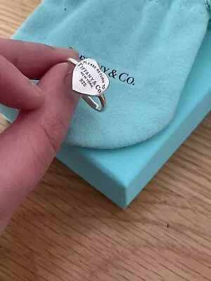 £170 • Buy Genuine Tiffany & Co Heart Ring Sterling Silver With Box Size P