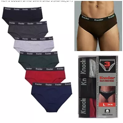 6 Pack Men's ULTRA Cotton Knocker Bikini Brief TBand Underwear Assorted Colors  • $15.95