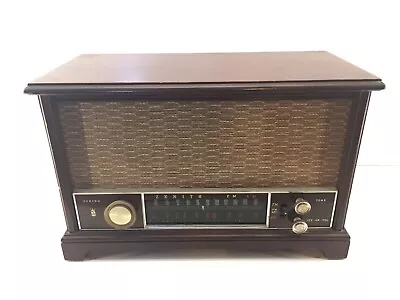 ZENITH AM FM LONG DISTANCE RADIO VINTAGE S-58040 TUBE WOOD CABINET Tested/Works • $99.99