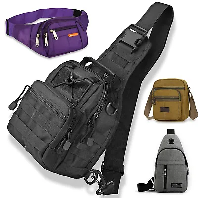 Outdoor Tactical Sling Bag Military MOLLE Crossbody Pack Chest Shoulder Backpack • $10.99