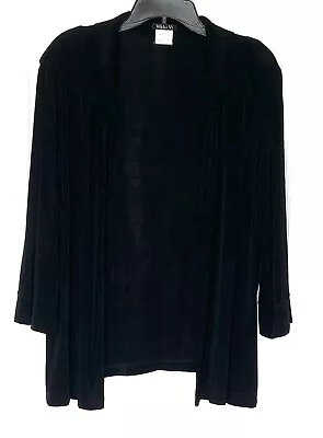 VIKKI VI Black Acetate Stretch Slinky Wrinkle Resistant Cardigan Jacket 1X 16W • $111.75