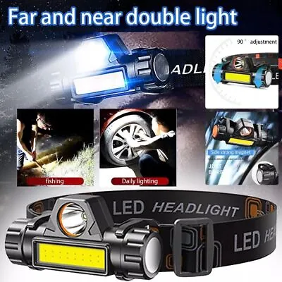 USB Rechargeable Waterproof LED Headlamp Headlight Head Light Flashlight 2 Modes • $5.36