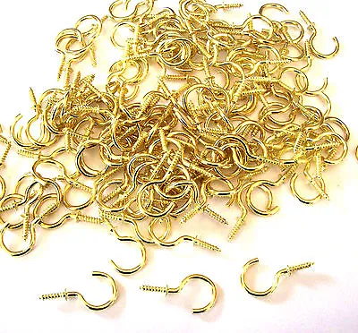 144 Brass Plated 1  Cup Hooks 52576 Screw Plant Hanger Keys Jewelry Display • $17.99