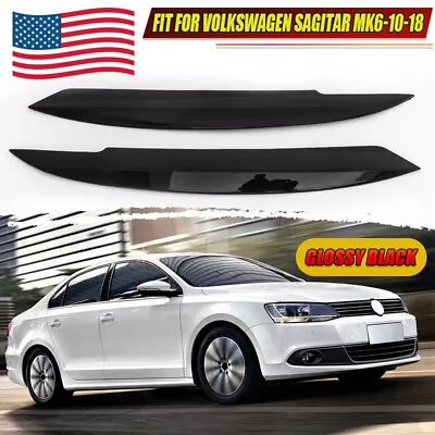 2010-2018 Black Headlight Eyelid Cover Eyebrow Trim For VW Jetta MK6 Sagitar NCS • $11.98