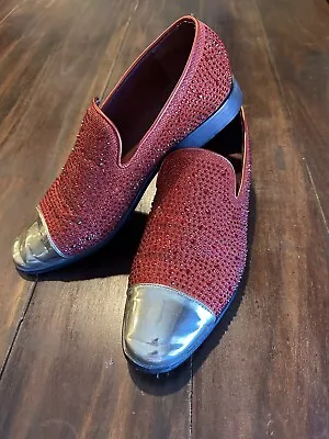 Alberto Fellini Men's 10 Sparko 11 Ruby Red Sparkle Dress Slip On Studded Shoes • $5