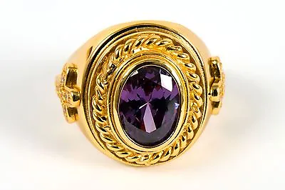 $197.99 • Buy Mens Bishop Clergy Ring (SUBS360 G-P), Oval Purple Stone, Gold Plated/Sterling S