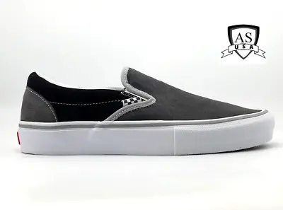 Vans Men's Skate Slip On Reflective Black Grey White Popcush Shoes Size 8 New • $59.99