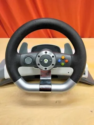 Wireless Racing Wheel For Xbox 360 White No Pedals Or Power Cord 0735 • $45.30